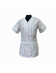 Bluza medyczna damska biała z lamówką białą