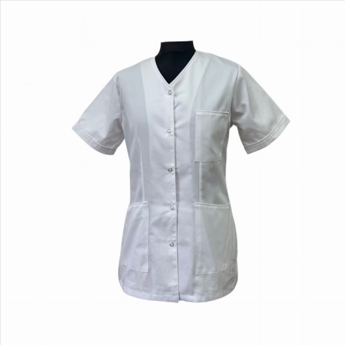 Bluza medyczna damska biała z lamówką białą