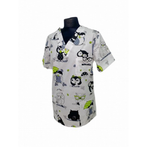 Bluza chirurgiczna w sowy