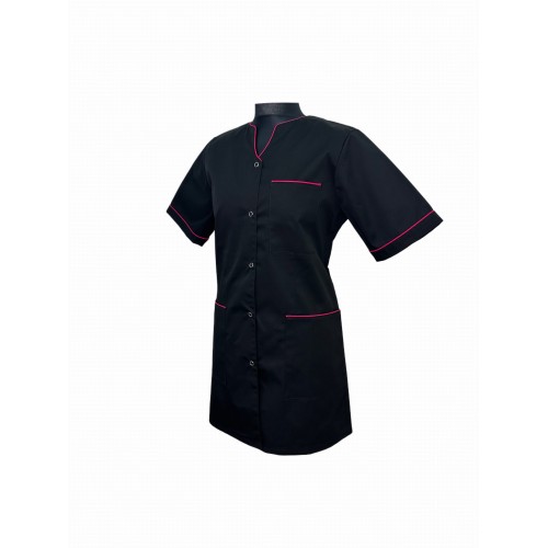 Bluza medyczna damska czarna z lamówką amarantową