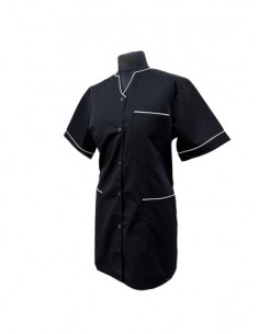 Bluza medyczna damska czarna z lamówką białą