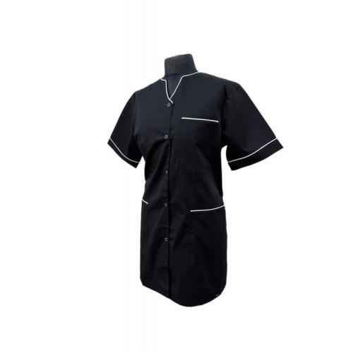 Bluza medyczna damska czarna z lamówką białą