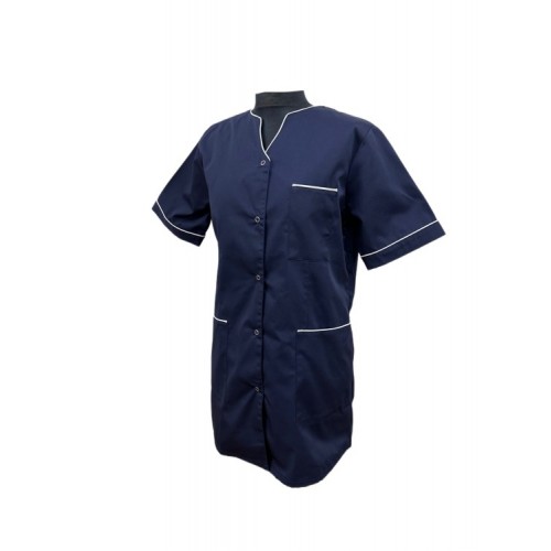 Bluza medyczna damska granatowa z lamówką białą