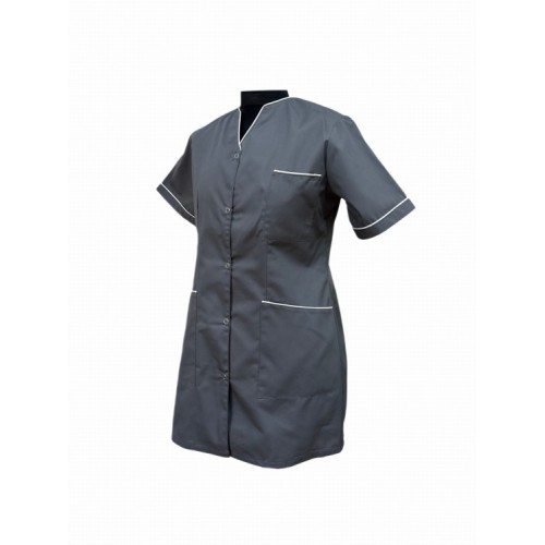 Bluza medyczna damska szara z lamówką białą