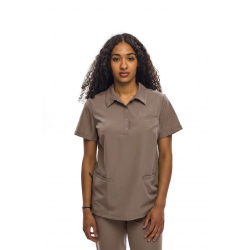 Bluza medyczna z kołnierzykiem cappuccino