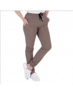 Spodnie medyczne damskie joggery kolor cappucino