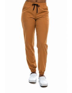 Spodnie medyczne damskie joggery caramel