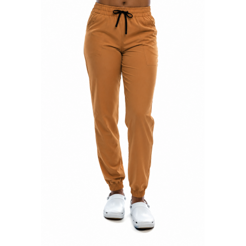 Spodnie medyczne damskie joggery caramel