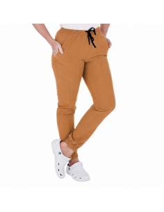 Spodnie medyczne damskie joggery caramel 2