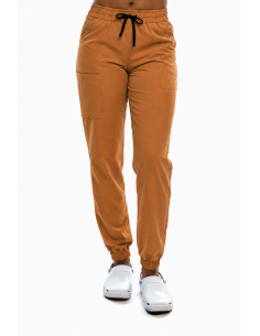 Spodnie medyczne damskie joggery caramel