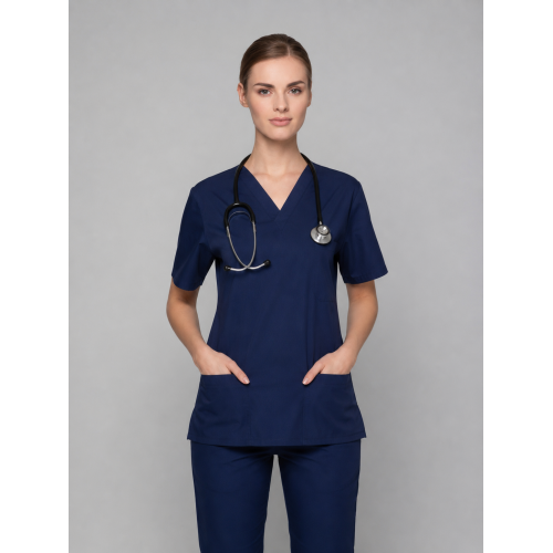 Bluza chirurgiczna damska bawełna granat