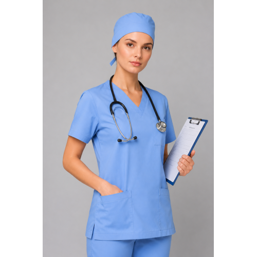 Bluza chirurgiczna damska bawełna niebieska