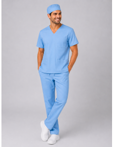 Bluza chirurgiczna męska bawełna niebieska