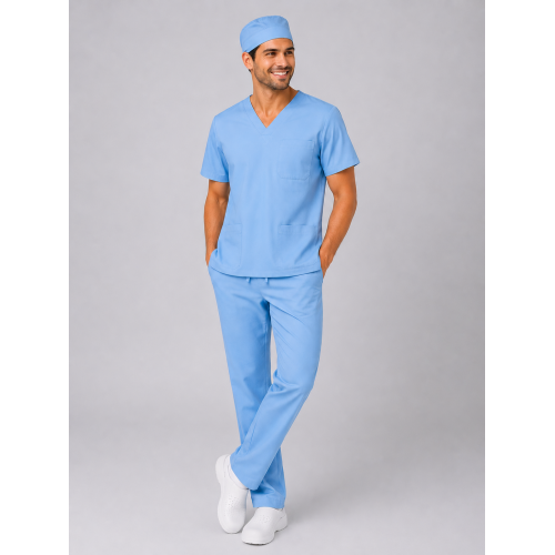 Bluza chirurgiczna męska bawełna niebieska