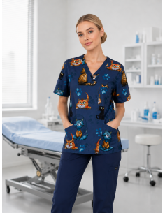 Bluza medyczna bawełna koty 2