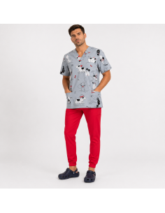 Bluza  medyczna męska  szara w psy 2