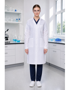 Fartuch laboratoryjny damski bawełniany na guziki