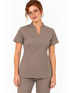 Bluza medyczna damska ze stójką cappuccino 2